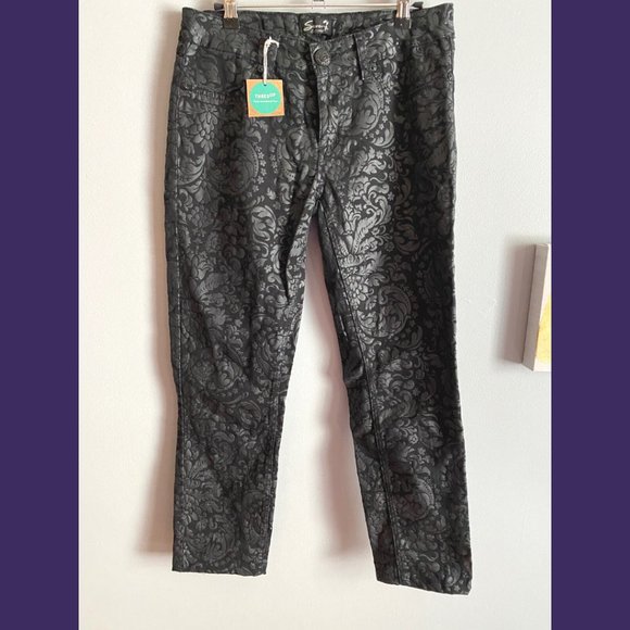 Seven7 Denim - Seven | Black Paisley Print on Black Skinny Jeans | Size: 10 Womens